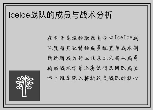 IceIce战队的成员与战术分析